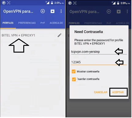 conectar y combinar eproxy con openvpn android